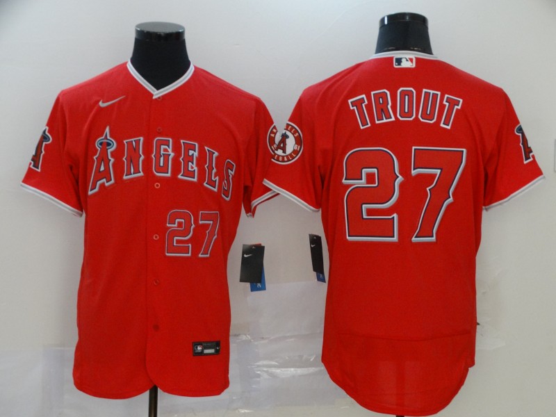 Men's Los Angeles Angels #27 Mike Trout Red Flex Base Stitched MLB Jersey